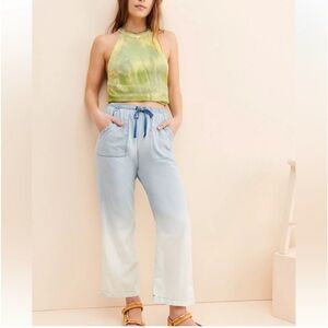 Light Blue Ombre Wide-Leg Women's Jeans